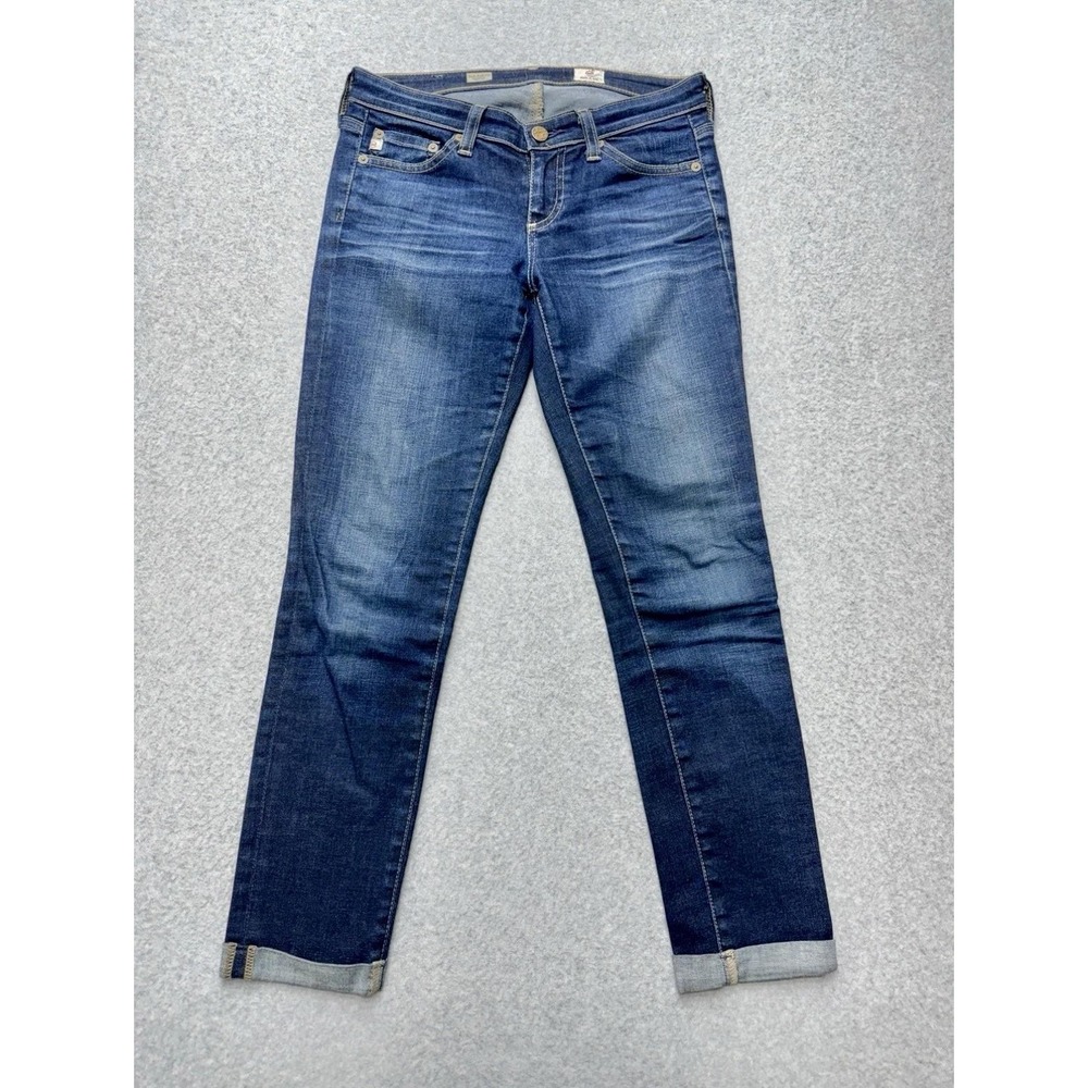 AG Adriano Goldschmied The Stilt Roll-Up Jeans Womens 25R Blue Med Wash Low Rise